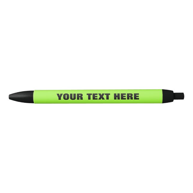 Preta Caneta verde neon com texto personalizado (Frente)