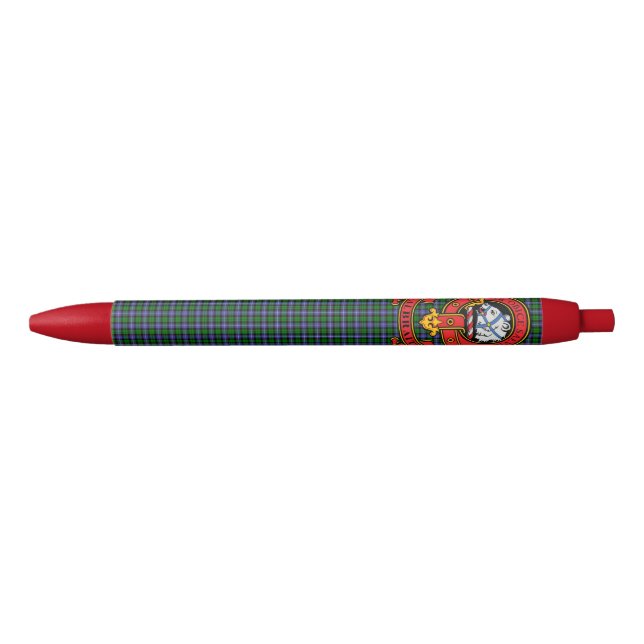 Preta Clan Galbraith Tartan Caneta com Crest (Frente)