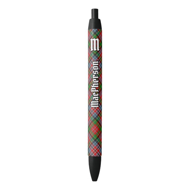 Preta Clan MacPherson Tartan Ink Caneta (Frente Vertical)