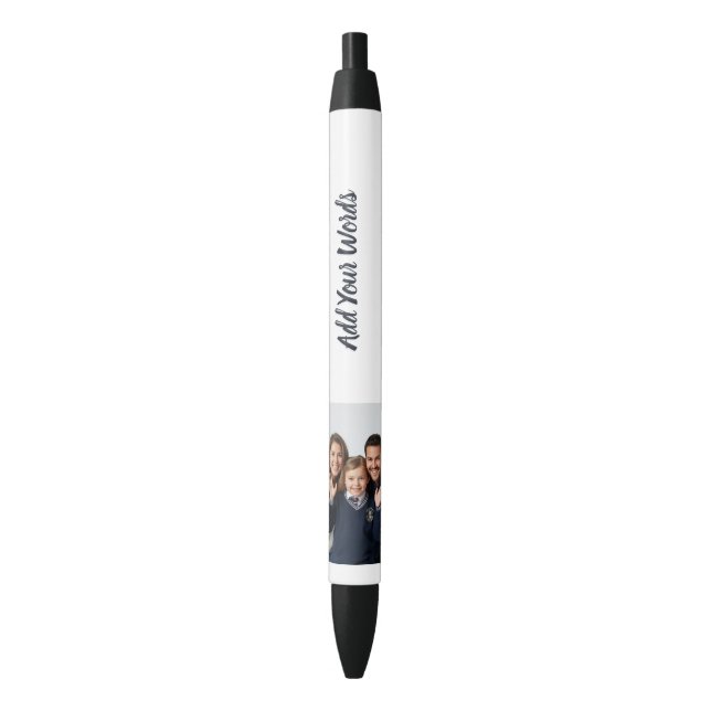 Preta Elegante Caneta Personalizada com Foto e Texto (Frente Vertical)