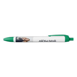 Preta Elegante Caneta Personalizada com Foto e Texto
