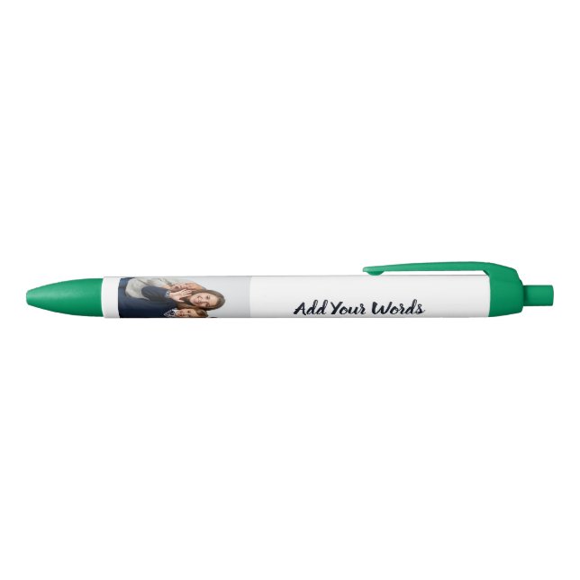 Preta Elegante Caneta Personalizada com Foto e Texto (parte de cima)
