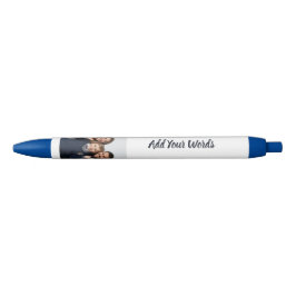 Preta Elegante Caneta Personalizada com Foto e Texto