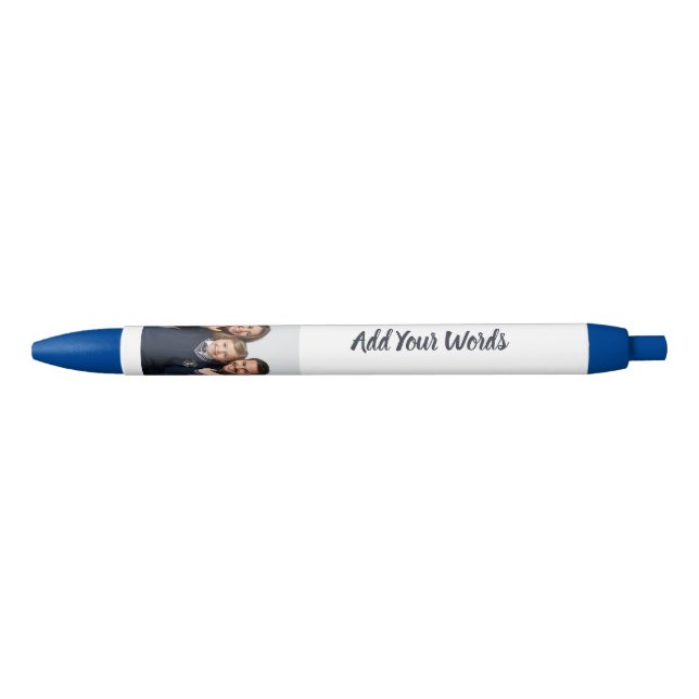 Preta Elegante Caneta Personalizada com Foto e Texto (Frente)