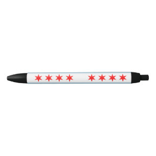 Preta Flag of Chicago, Illinois Black Ink Caneta
