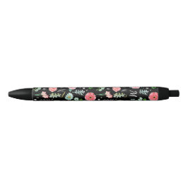 Preta Floral | Monograma Sob Medida | Caneta
