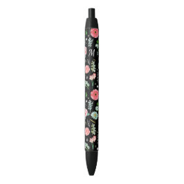 Preta Floral | Monograma Sob Medida | Caneta