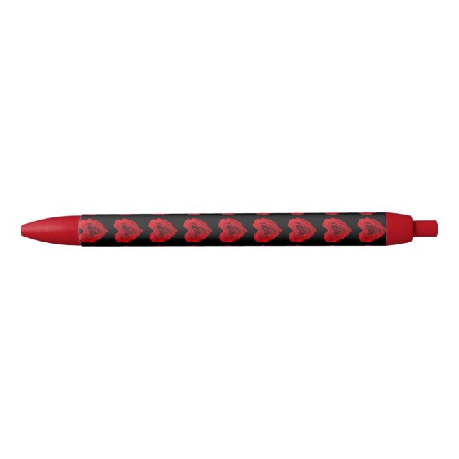 Preta Forma do Coração da rosa vermelha - Caneta da Cord (Frente)