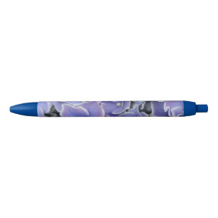 Preta Hydrangea azul com a caneta branca da guarnição