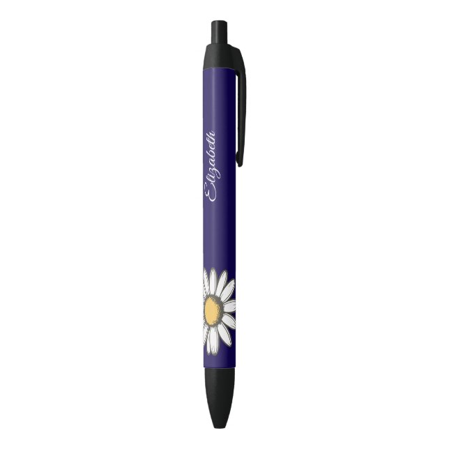 Preta Ilustração Floral Daisy da Moda Caneta Navy (parte de inferior (Vertical))