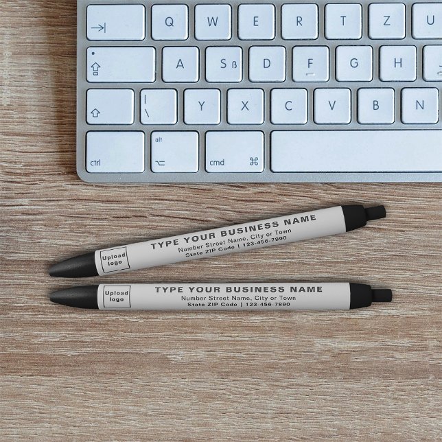 Preta Marca Comercial Cinza na Caneta Tinta (Ink pen with gray barrel and your business brand)