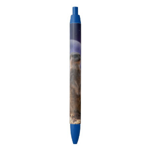 Preta Meerkat E Lua Cheia, Caneta De Tinta Azul