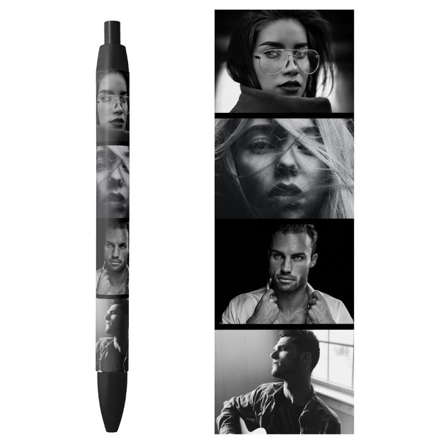 Preta Modelo de Caneta com 4 Fotos Personalizadas Profis (Personalized 4 Photos Pen Template Professional)