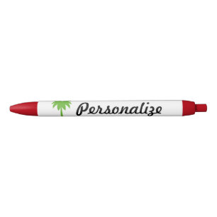 Preta Nome personalizado caneta de palmeiras tropicais