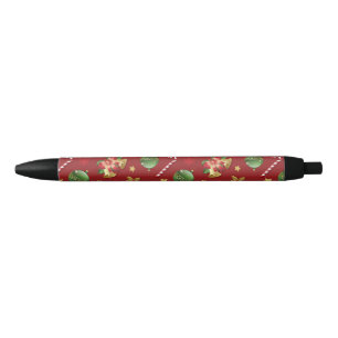 Preta Padrão de Caneta Ornamant e Candy de Natal