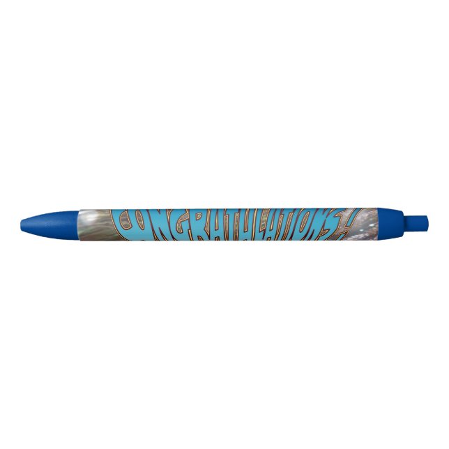 Preta Parabéns Caneta de Graduação Azul Peacock (Frente)