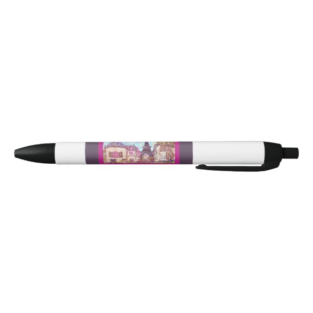 Preta Paris Eiffel inspirou Caneta de arte pontillista (Parte Inferior)