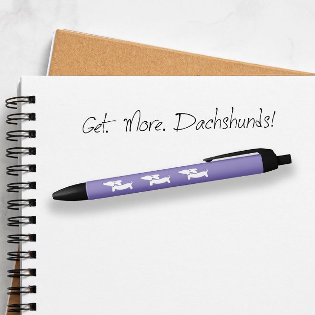 Preta Presente de Caneta de Tinta Dachshund Roxo (Dachshund ink pen in purple)