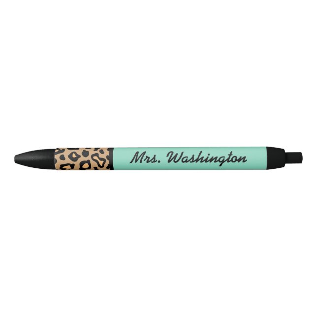 Preta Presente de Caneta do Gabinete Turquoise Leopard (Frente)
