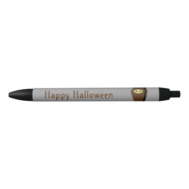 Preta RIP Haklloween Coffin of Doom Personalised Caneta (Frente)