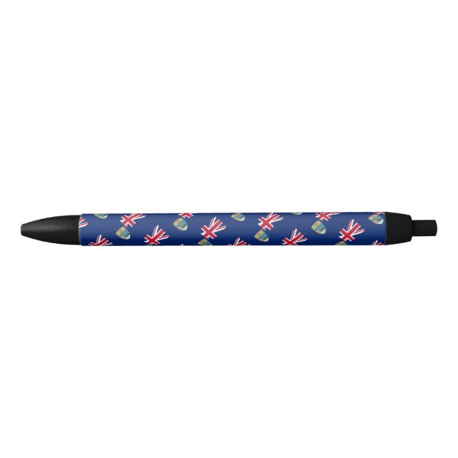 Preta Santo Helena Flag Ballpoint Caneta (Frente)