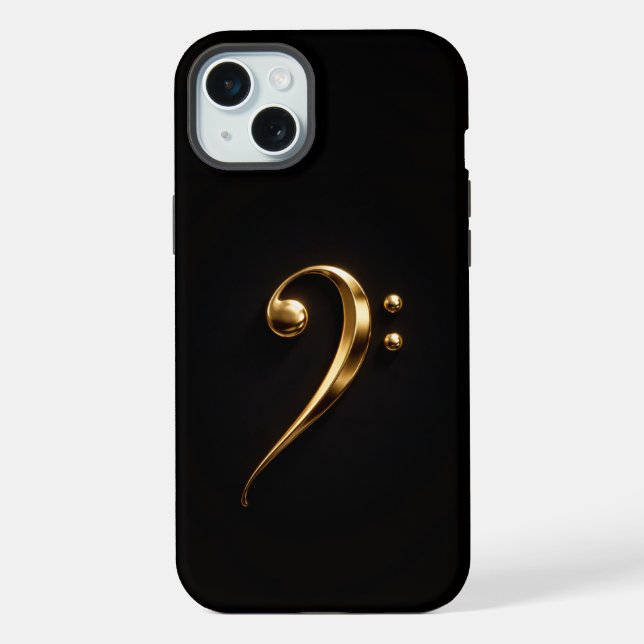 Preto 4 Luxe, Clave de Sol Dourada iPhone 15 Plus (Verso)