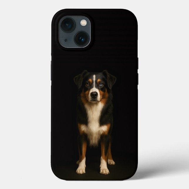 Preto 4 Luxe iPhone 13, Australian Shepherd Sábio (Verso)