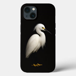 Preto 4 Luxe iPhone 13, Garça Branca Elegante