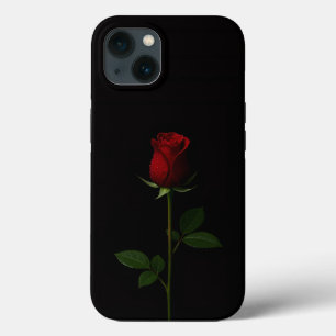 Preto 4 Luxe iPhone 13, Rosa Vermelha Veludo