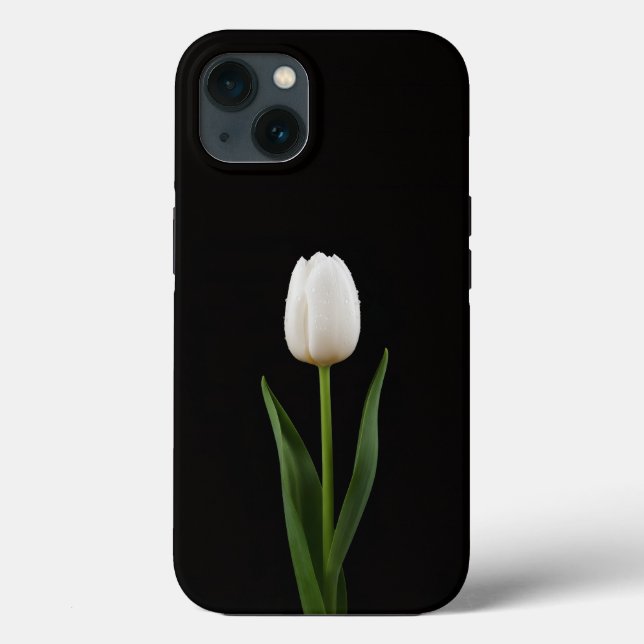 Preto 4 Luxe iPhone 13, Tulipa Branco Pérola (Verso)
