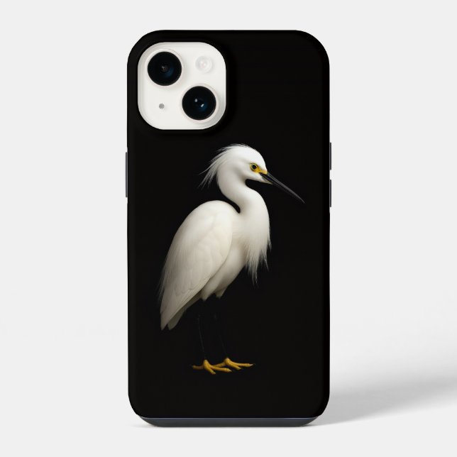 Preto 4 Luxe iPhone 14 Case-Mate, Garça Branca (Verso)