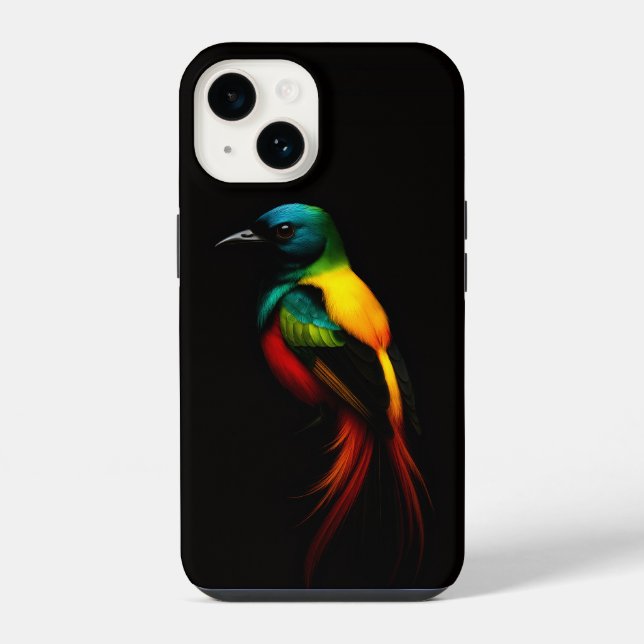 Preto 4 Luxe iPhone 14 Case-Mate, Pássaro Arco-Íri (Verso)