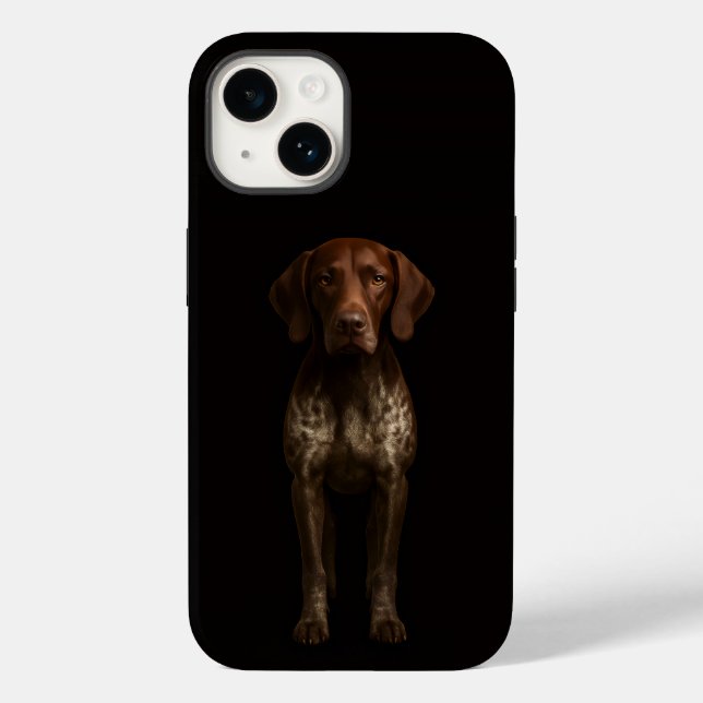 Preto 4 Luxe iPhone 14 Mate, Cão Pointer Alemão (Verso)