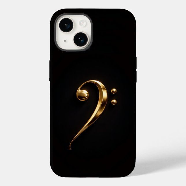 Preto 4 Luxe iPhone 14 Mate, Clave de Sol Dourada (Verso)