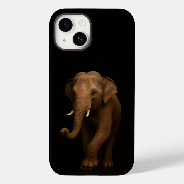 Preto 4 Luxe iPhone 14 Mate, Elefante Indiano (Verso)