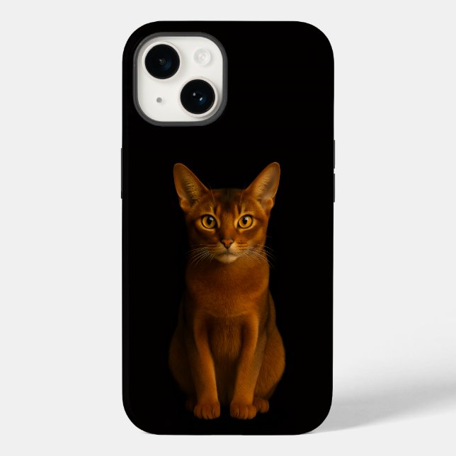 Preto 4 Luxe iPhone 14 Mate, Gato Beleza Abissínio (Verso)