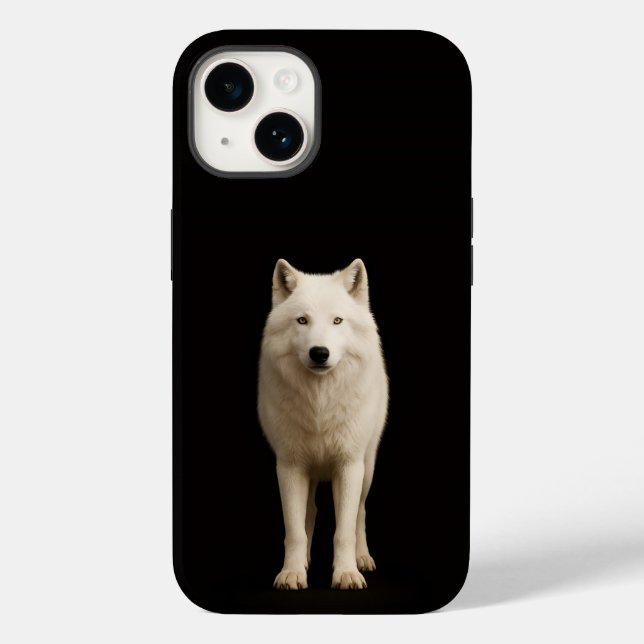 Preto 4 Luxe iPhone 14 Mate, Lobo Ártico Marfim (Verso)