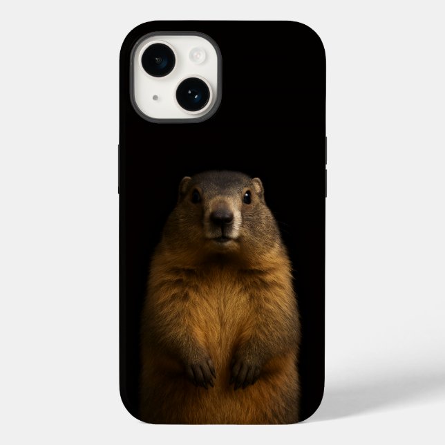 Preto 4 Luxe iPhone 14 Mate, Marmota Fofa (Verso)
