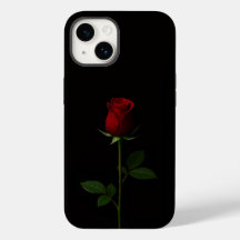 Preto 4 Luxe iPhone 14 Mate, Rosa Vermelha Veludo