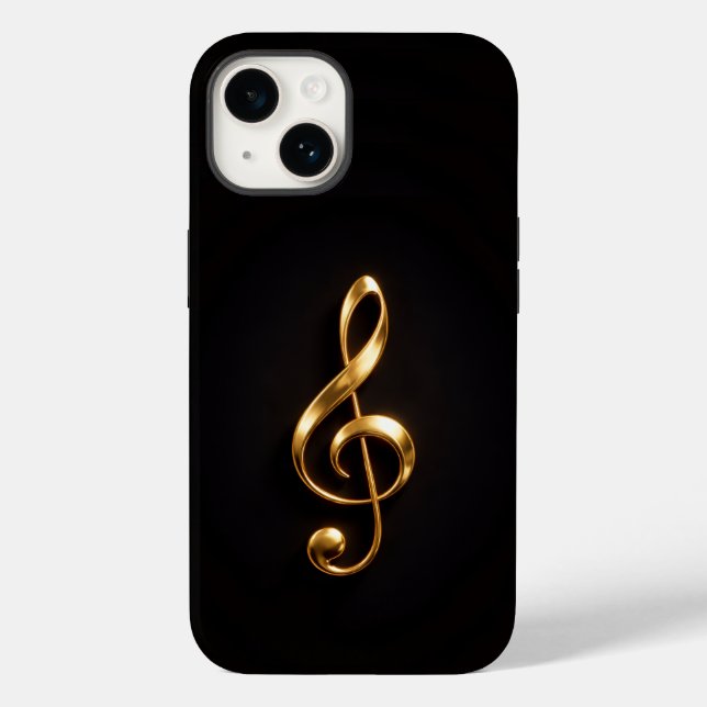 Preto 4 Luxe iPhone 14 Mate, Trevo de Clé de Sol D (Verso)