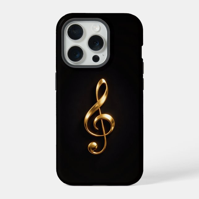 Preto 4 Luxe iPhone 15 Pro Mate Clave de Sol Doura (Verso)