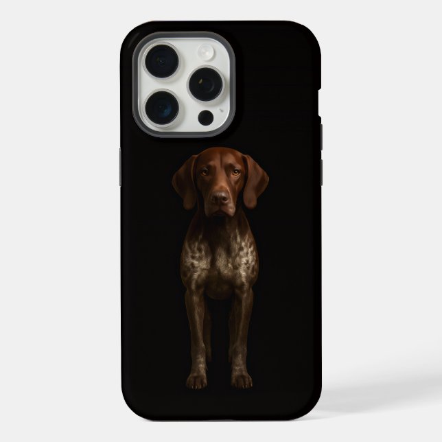 Preto 4 Luxe iPhone 15 Pro Max, Cão Pointer Alemão (Verso)