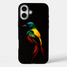 Preto 4 Luxe iPhone 16 Plus Mate, Pássaro Arco-Íri