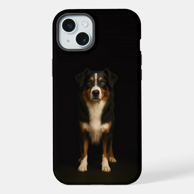 Preto 4 Luxo, Aussie Shepherd iPhone 15 Plus (Verso)