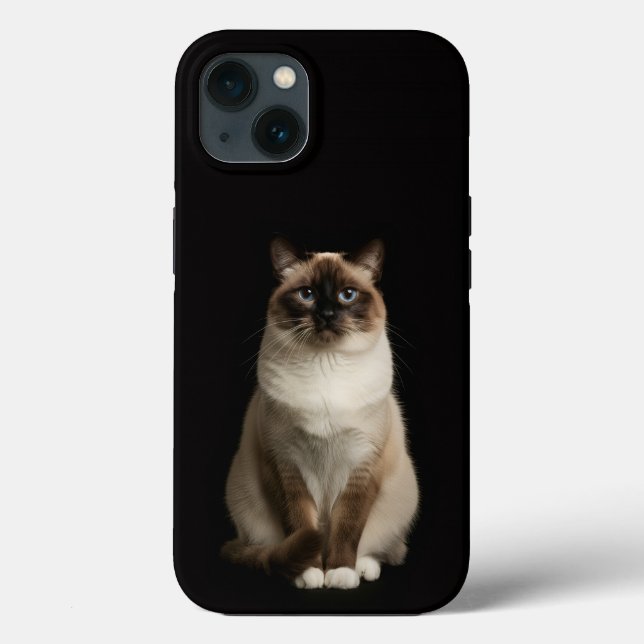 Preto 4 Luxo iPhone 13, Gato Birmanês (Verso)
