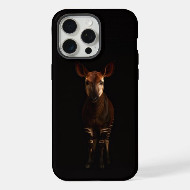Preto 4 Luxo iPhone 15 Pro Max, Okapi da Floresta (Verso)