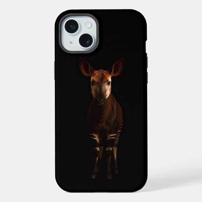 Preto 4 Luxo, Okapi da Floresta iPhone 15 Plus (Verso)
