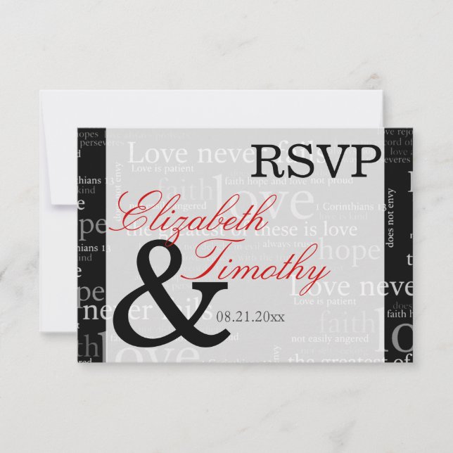 Preto & Branco 1 Coríntios 13 RSVP Cartão de Respo (Frente)