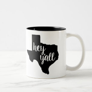 Preto/branco caneca de 11 onças - Texas Hey você