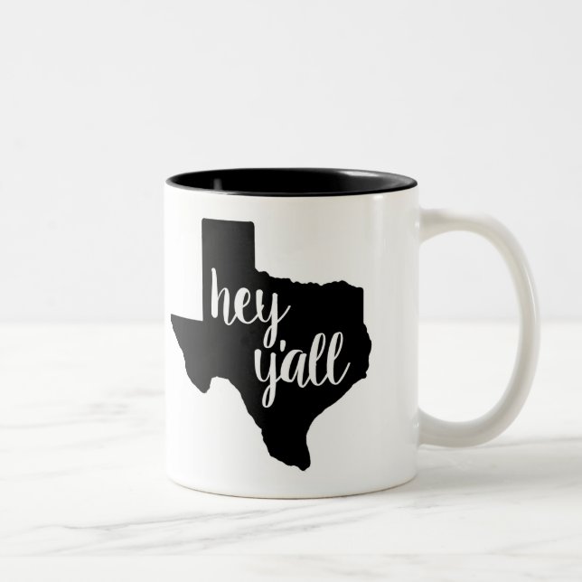 Preto/branco caneca de 11 onças - Texas Hey você (Direita)